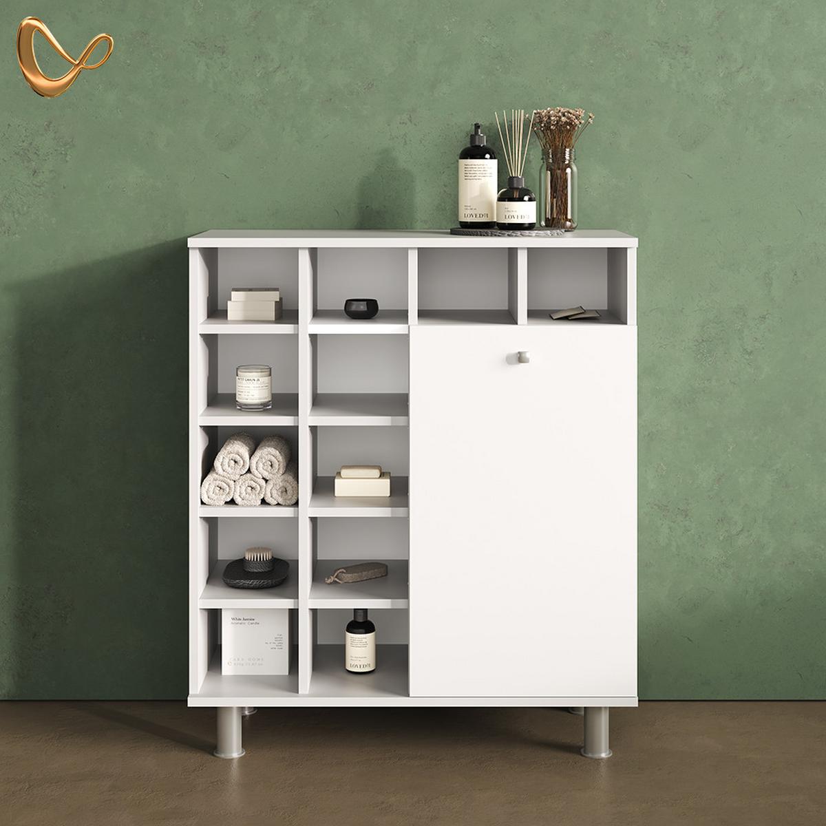 BADSCHRANK Fucino Weiß 78.4 x 91.6 cm - Weiß, Holzwerkstoff (78.4/91.6/34cm) - Livinity®