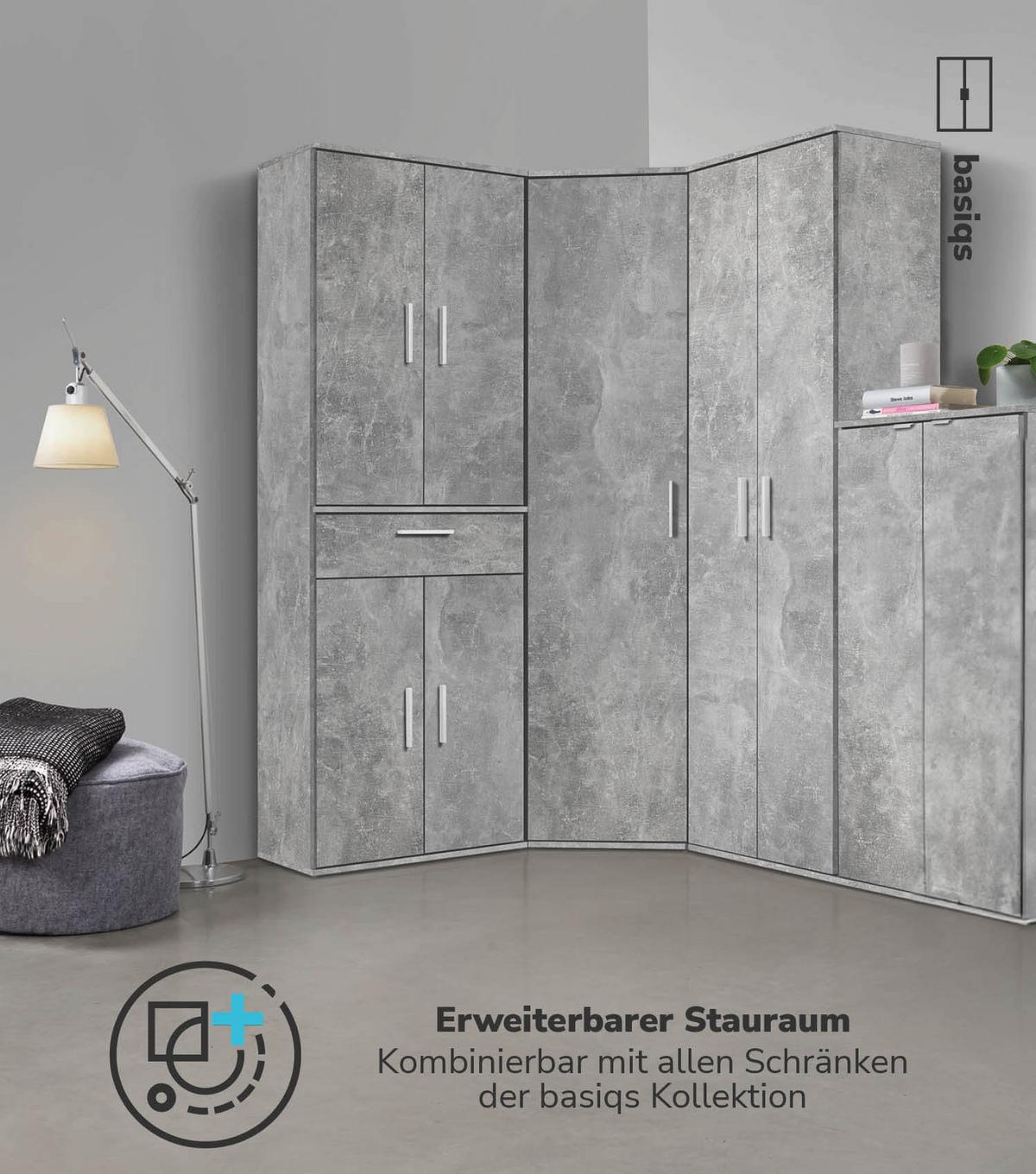 BESENSCHRANK Der Lange - Weiß/Grau, Holzwerkstoff (60/180/34cm) - Mokebo