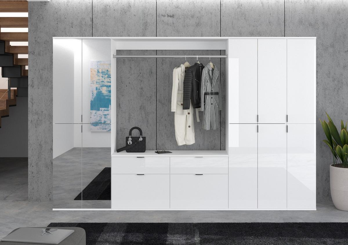 SCHUHREGAL weiß 80 x 193 cm, Flurregal mit variabler Inneneinteilung - Chromfarben/Weiß, Holzwerkstoff/Kunststoff (80/193/34cm) - Inn.Furn