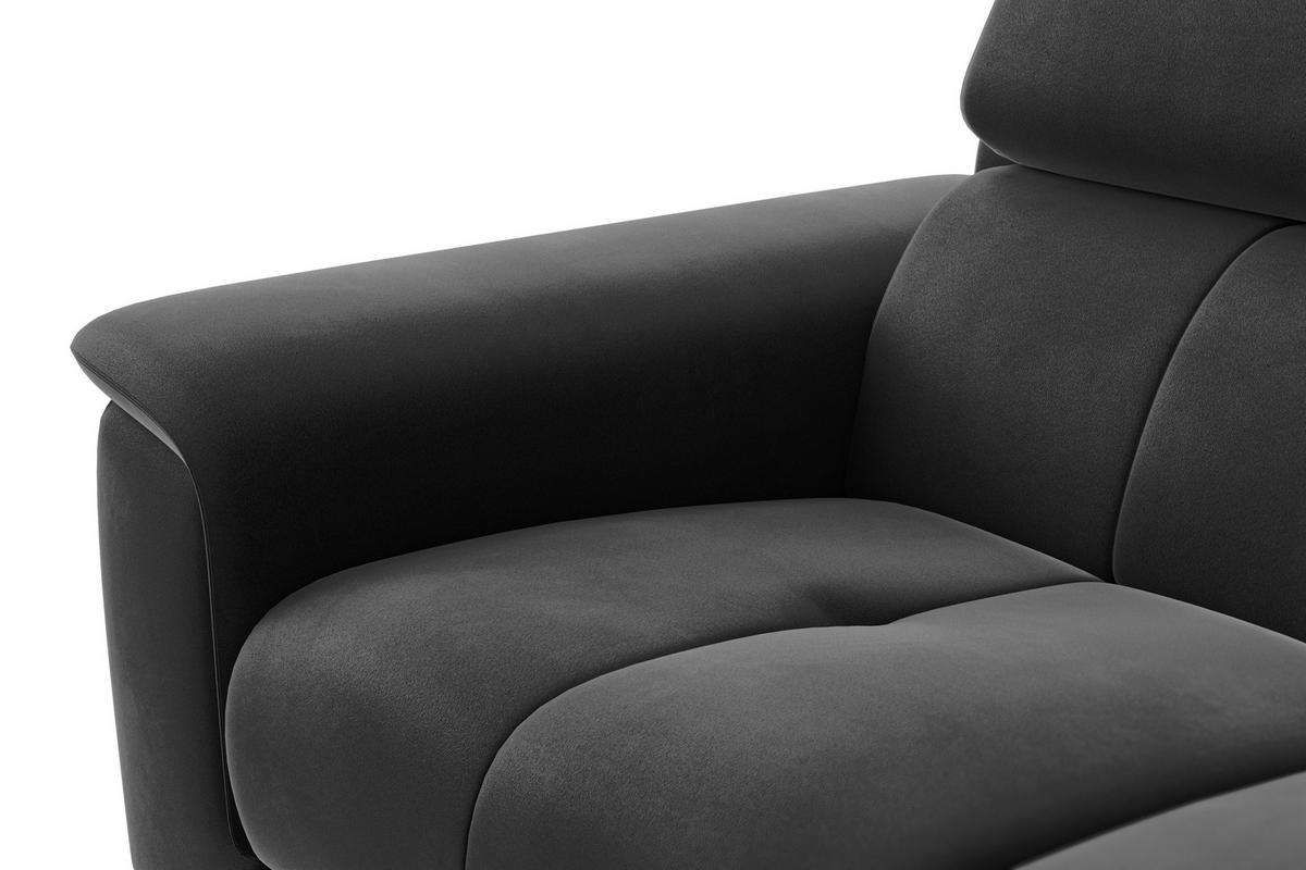 SOFA FIERO 2-Sitzer, Schwarzer Veloursstoff - Schwarz, Holz/Textil (170/82/103cm) - Courtois Laville