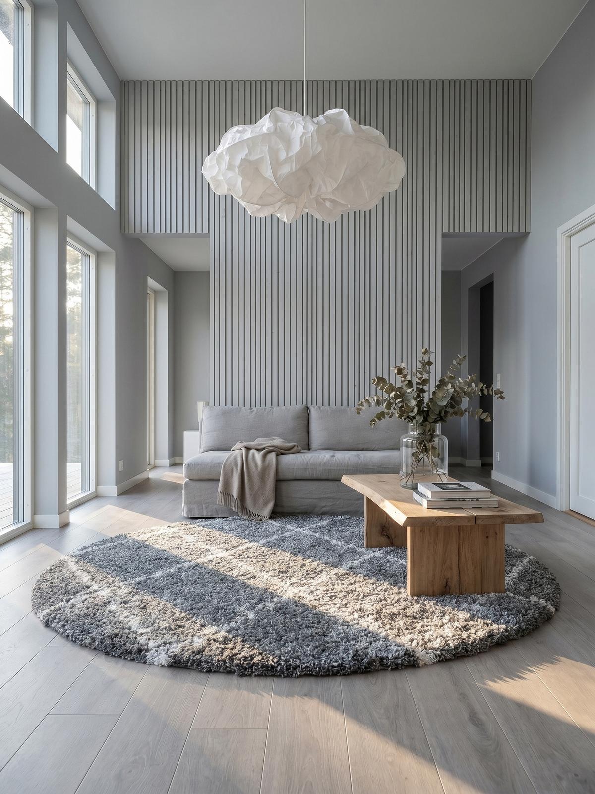HOCHFLORTEPPICH DOLOMIT, geometrisch, Grau, Ø 160 cm - Grau, Textil (160/160cm) - KADIMA DESIGN