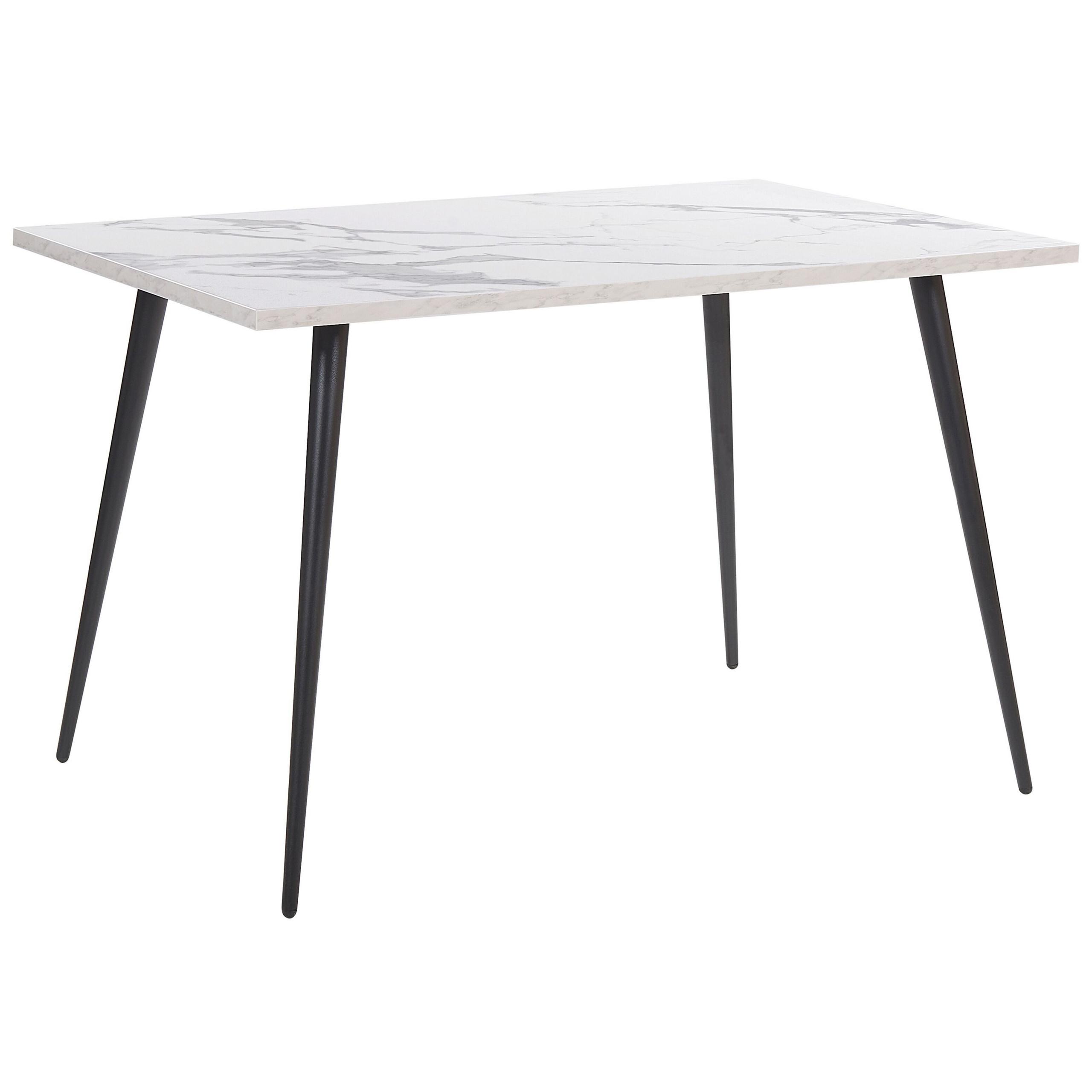 ESSTISCH 120/80/76 cm Weiß schwarz Rechteckig Santiago - Weiß, Holzwerkstoff (120/80/76cm) - Beliani