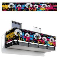 BALKON-SICHTSCHUTZ Straßenkunst - Bunt - Wand Balkon Deko 500x75 cm - Schwarz, Kunststoff (500/75cm) - MuchoWow