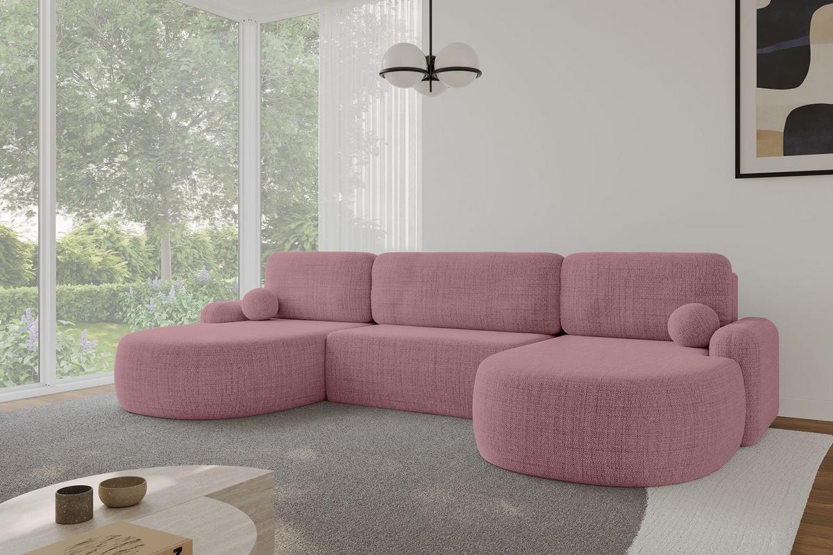 WOHNLANDSCHAFT mit Schlaffunktion und Bettkasten LIRA-U - 335x172x89 Altrosa - Altrosa, Holzwerkstoff/Textil (335/89/172cm) - ALTDECOR