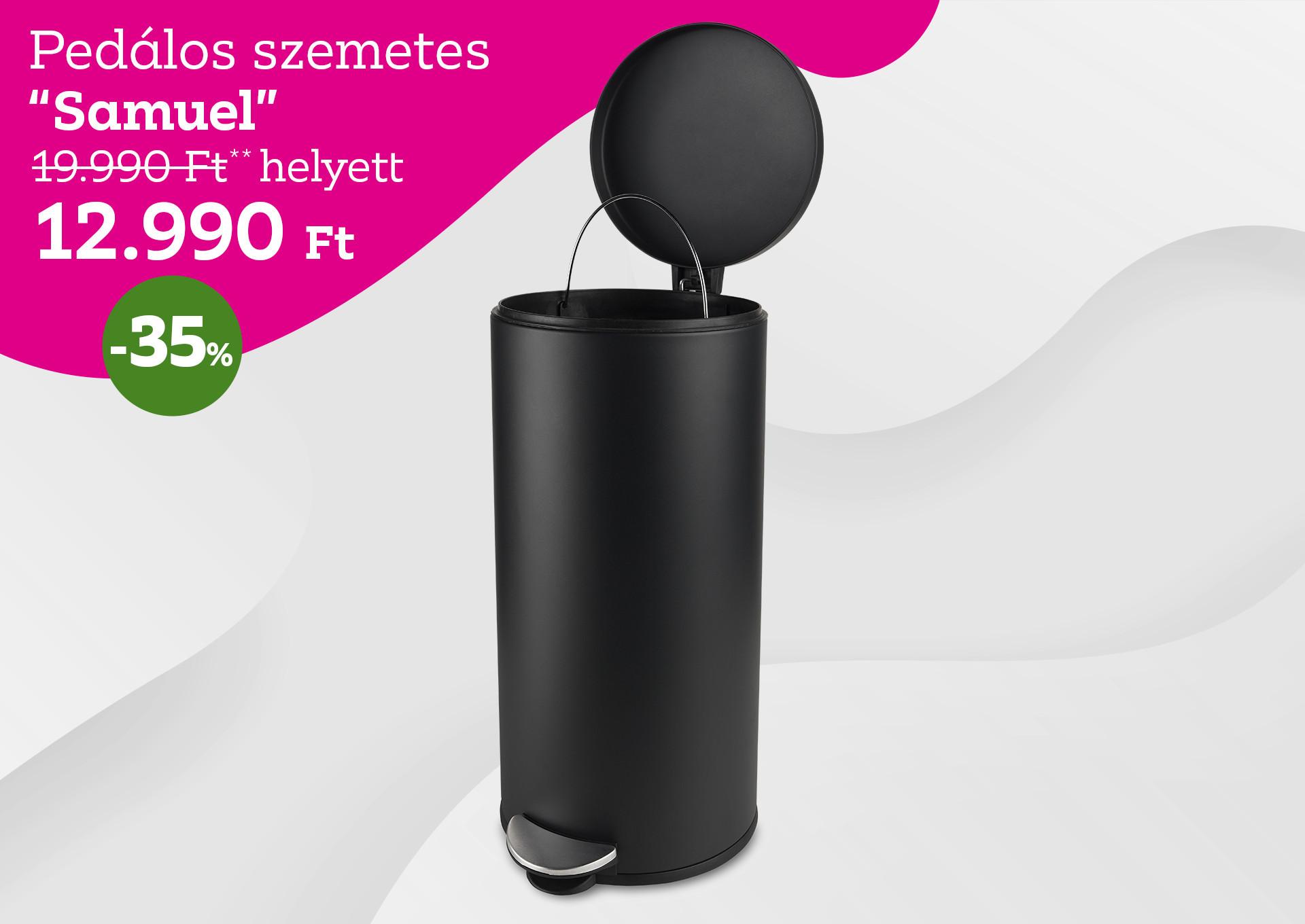 Pedálos szemetes SAMUEL 19990 Forint helyett 12990 Forint, kedvezmény mértéke 35%
