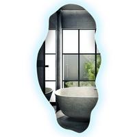 LED-SPIEGEL 50x100 cm Asymmetrisch Kaltweiß 6000K - Blau, Glas (50/100/0.4cm) - Wallfluent