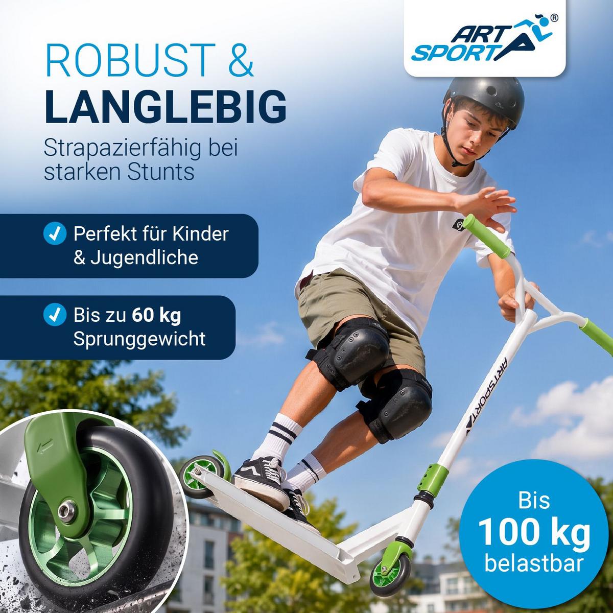 STUNTSCOOTER Hawaiana - Grün, Metall (66/47/84cm) - Artsport