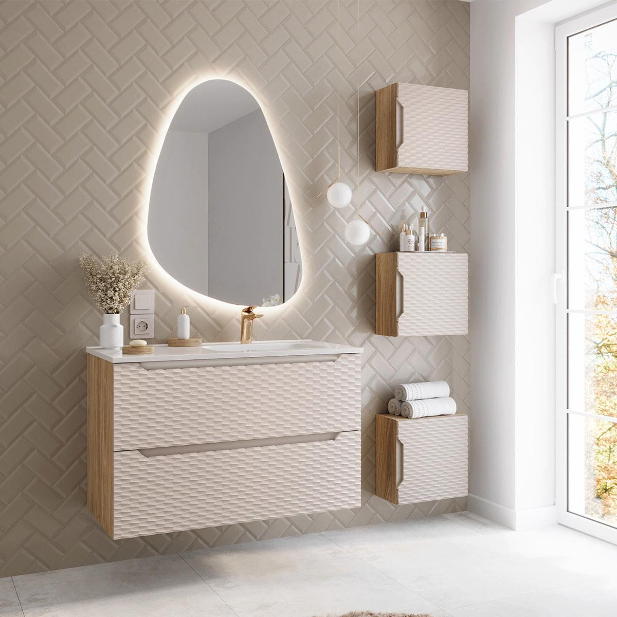HÄNGESCHRANK 1 Tür Elora Beige und Holz - Beige, Holzwerkstoff (35/35/17cm) - Petits-meubles