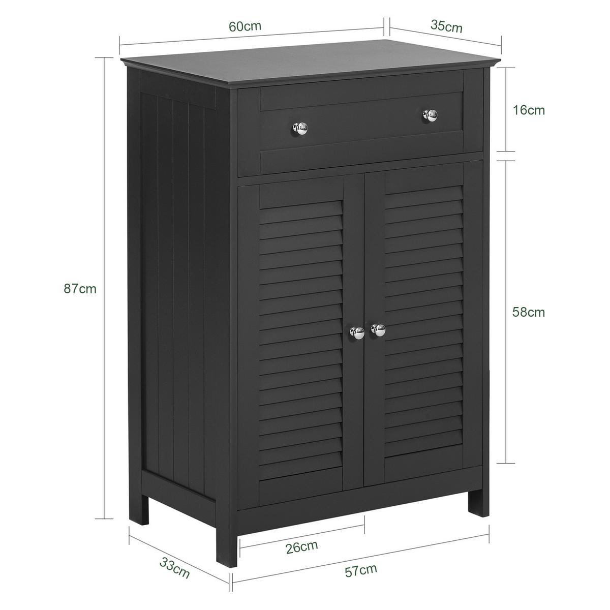 BADEZIMMERSCHRANK Grau - Grau, Holzwerkstoff (60/87/35cm) - SoBuy