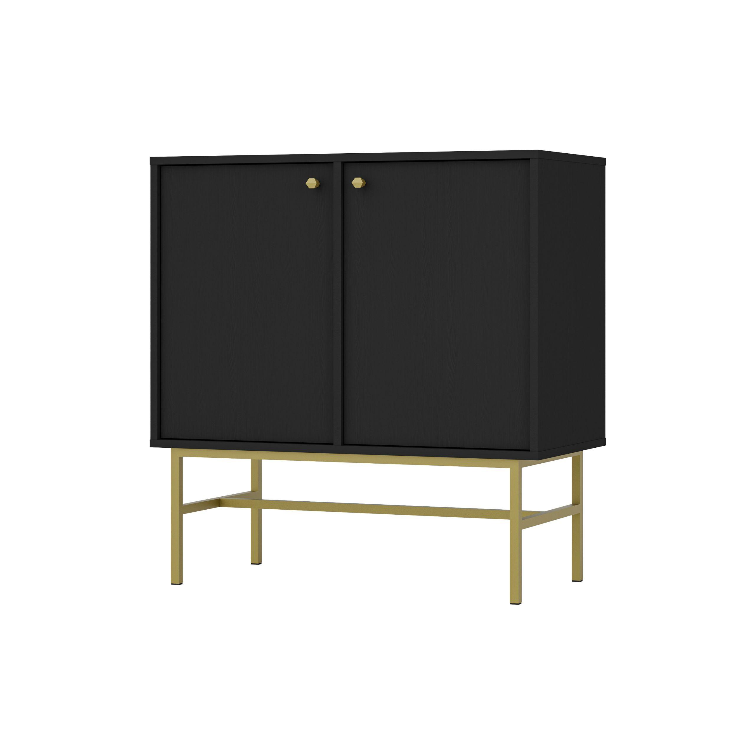 KOMMODE TORINO 84/86/41 cm mit 2 Türen Graphitfarben - Graphitfarben/Schwarz, Holzwerkstoff (84/86/41cm) - MASSENO