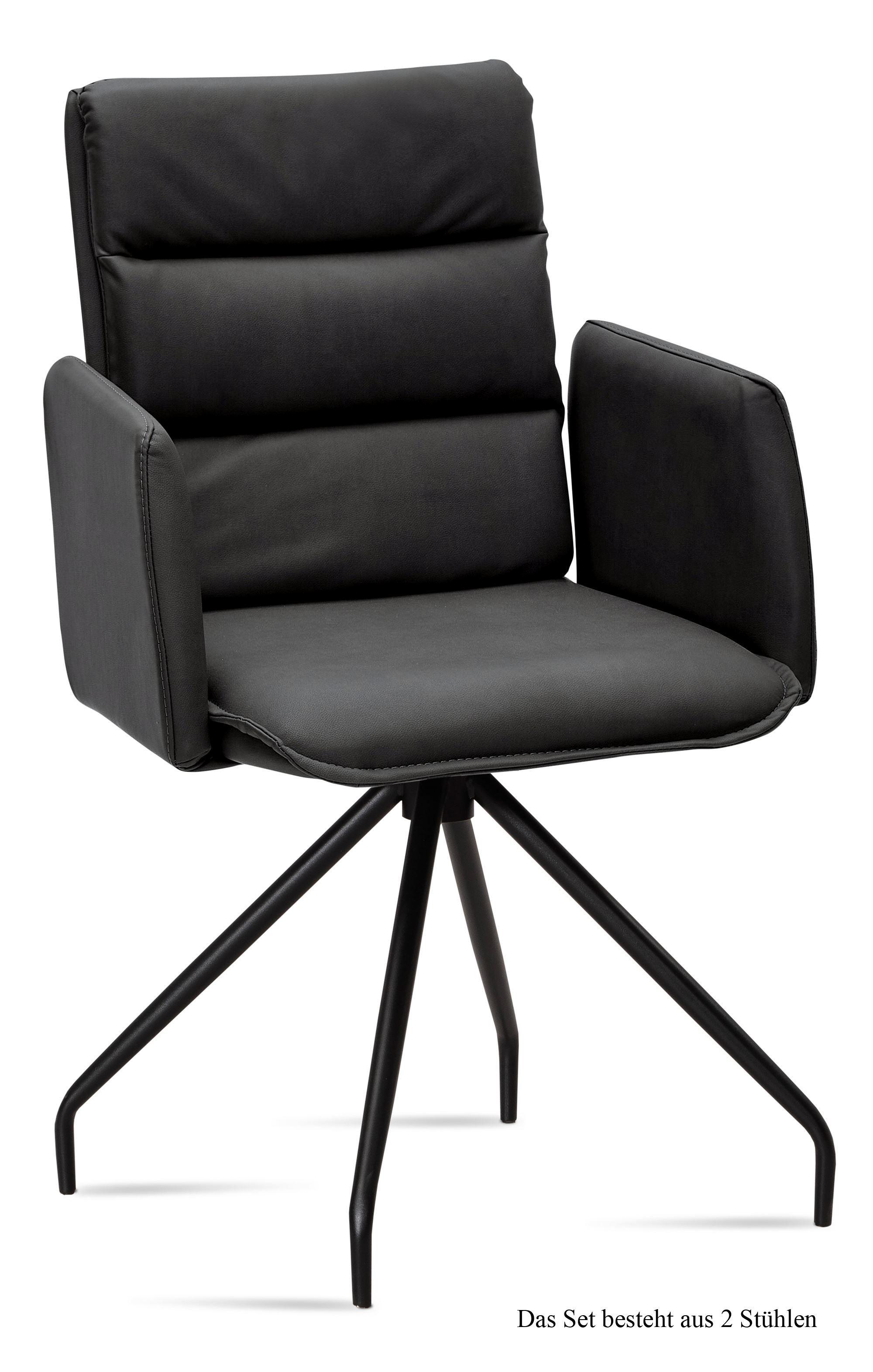 ARMLEHNSTUHL (2er-Set) Dianne 52x92x60 Schwarz/Anthrazit - Anthrazit/Schwarz, Kunststoff (60/92/52cm) - 58aufmkessel