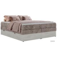 BOXSPRINGBETT NORDIC ZERO KING 180/200 - Hellbraun Cord - Topper Visco - H3 - Hellbraun/Schwarz, Kunststoff/Textil (180/200cm) - MKS