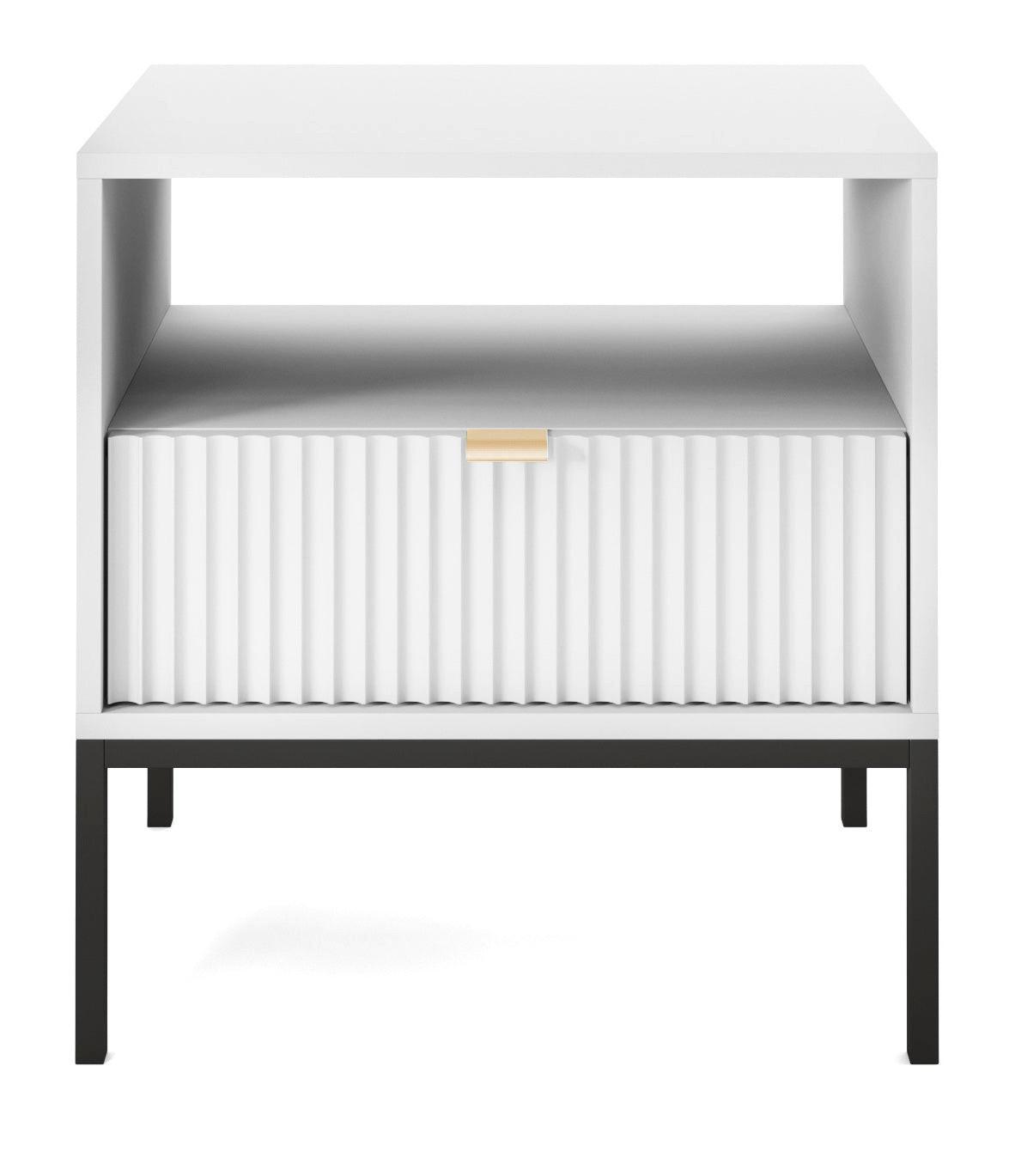 NACHTSCHRANK Vellore Weiß mit Metallbeinen 54 cm - Goldfarben/Schwarz, Holzwerkstoff/Metall (54/56/39cm) - Selsey