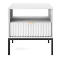 NACHTSCHRANK Vellore Weiß mit Metallbeinen 54 cm - Goldfarben/Schwarz, Holzwerkstoff/Metall (54/56/39cm) - Selsey