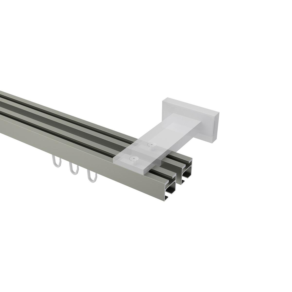 GARDINENSTANGE INNENLAUF Quadline Diapo 180 cm, 2-läufig, 20x20 mm Satin-Silber - Silberfarben, Metall (180cm) - INTERDECO