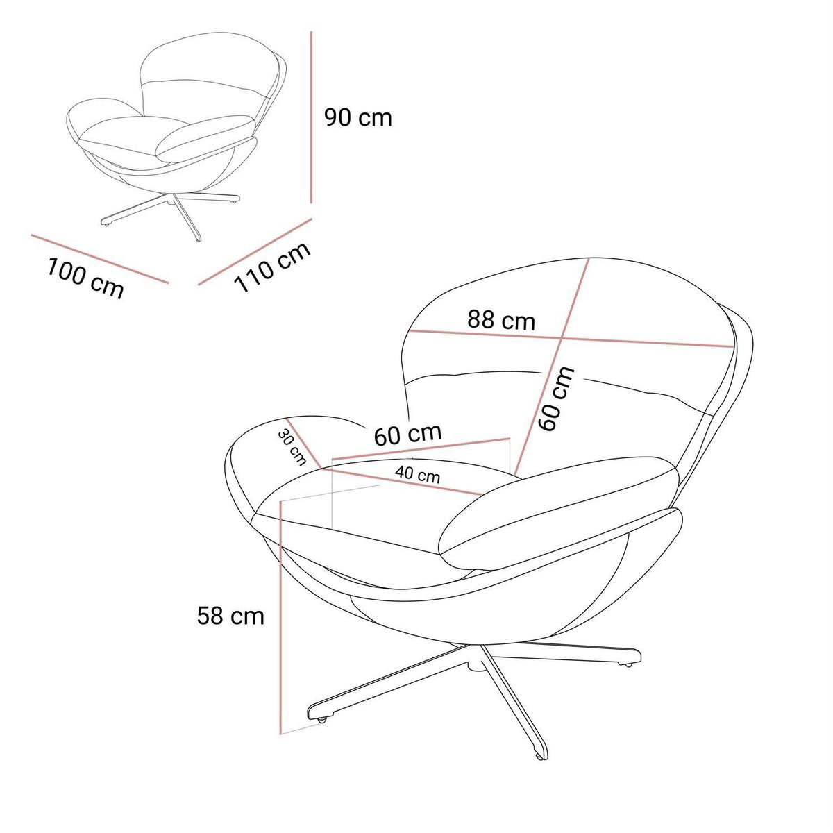 DREHBARER Polstersessel COCO 360° - Weiß, Textil (100/90/110cm) - Lookway