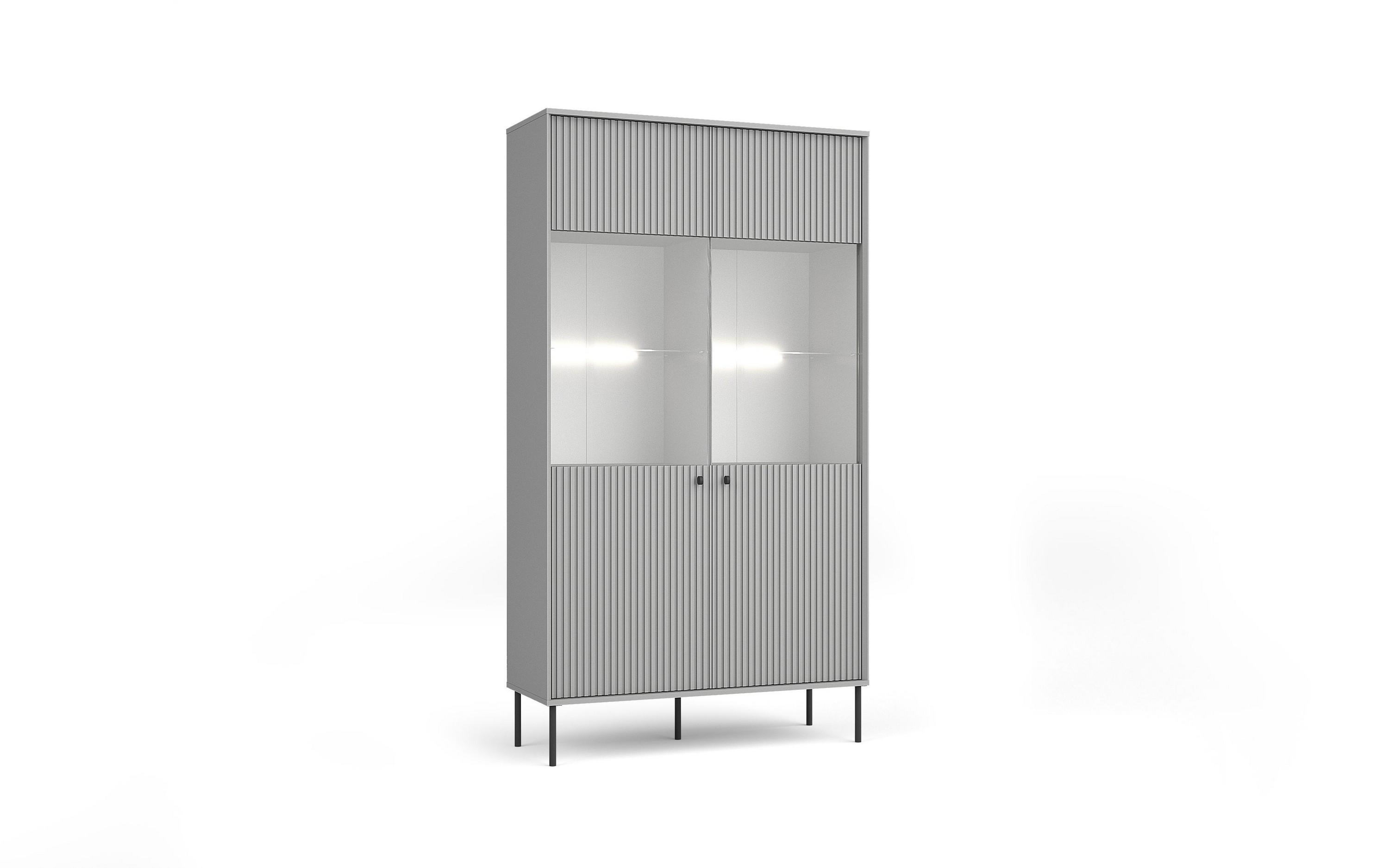VITRINE NIMB 191,2/105,5 cm in Grau - Grau, Holzwerkstoff (105.5/191.2/40.5cm) - MASSENO