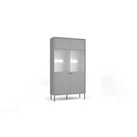 VITRINE NIMB 191,2/105,5 cm in Grau - Grau, Holzwerkstoff (105.5/191.2/40.5cm) - MASSENO