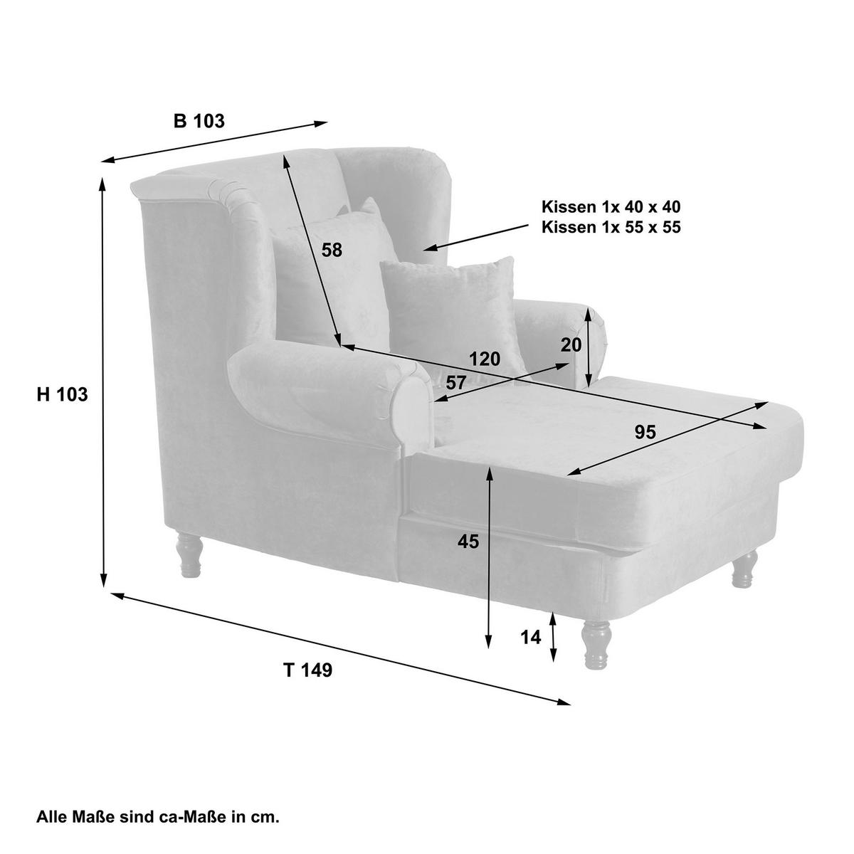 SESSEL XXL inkl. Kissen Karley Samtvelours dunkelblau - Dunkelblau, Kunststoff (103/103/149cm) - 58aufmkessel