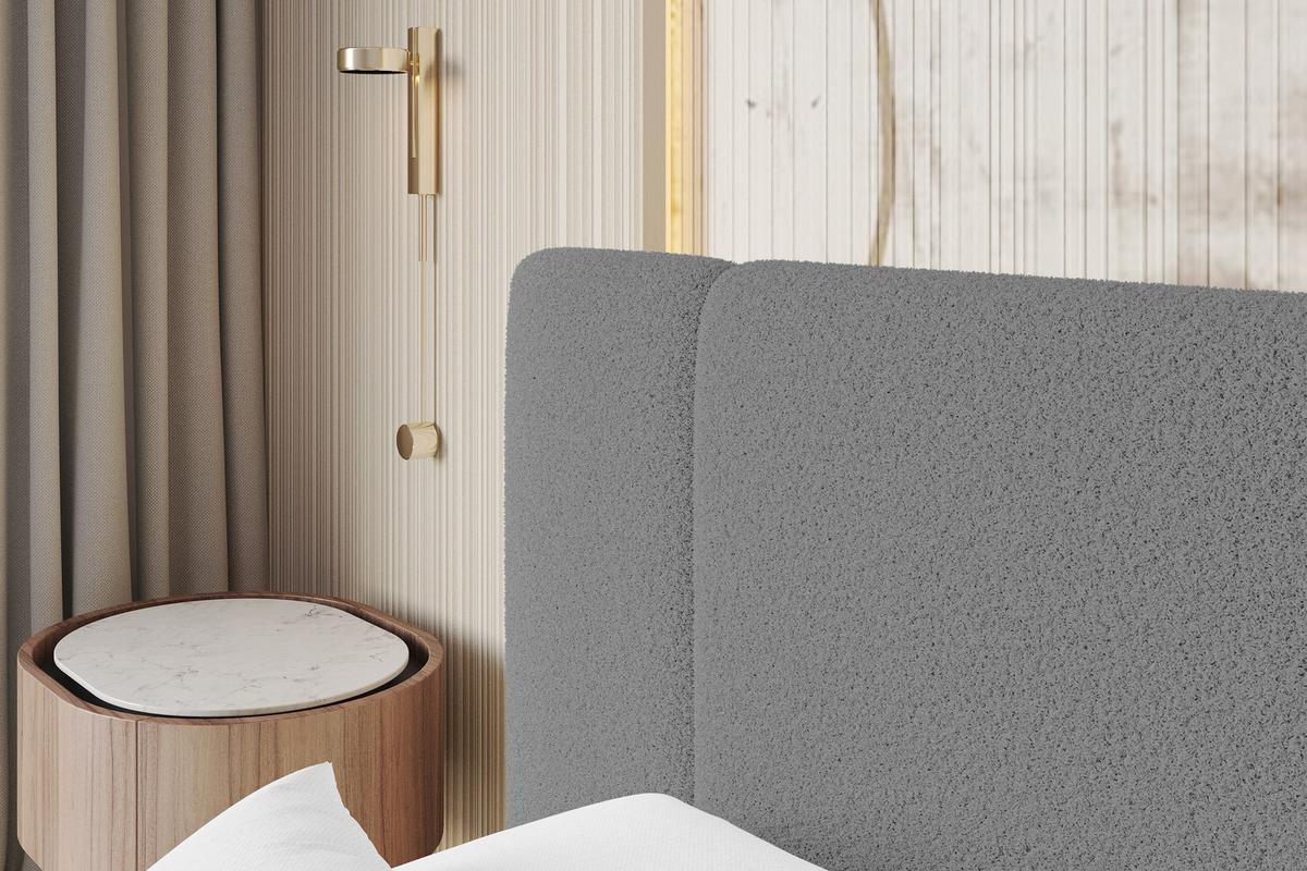 POLSTERBETT mit Bettkasten, Fußteil und Lattenrost, Bett mit Matratze H3/H4 - TEVO-Z 140x200 Grau - Greige, Holzwerkstoff/Textil (140/200cm) - ALTDECOR