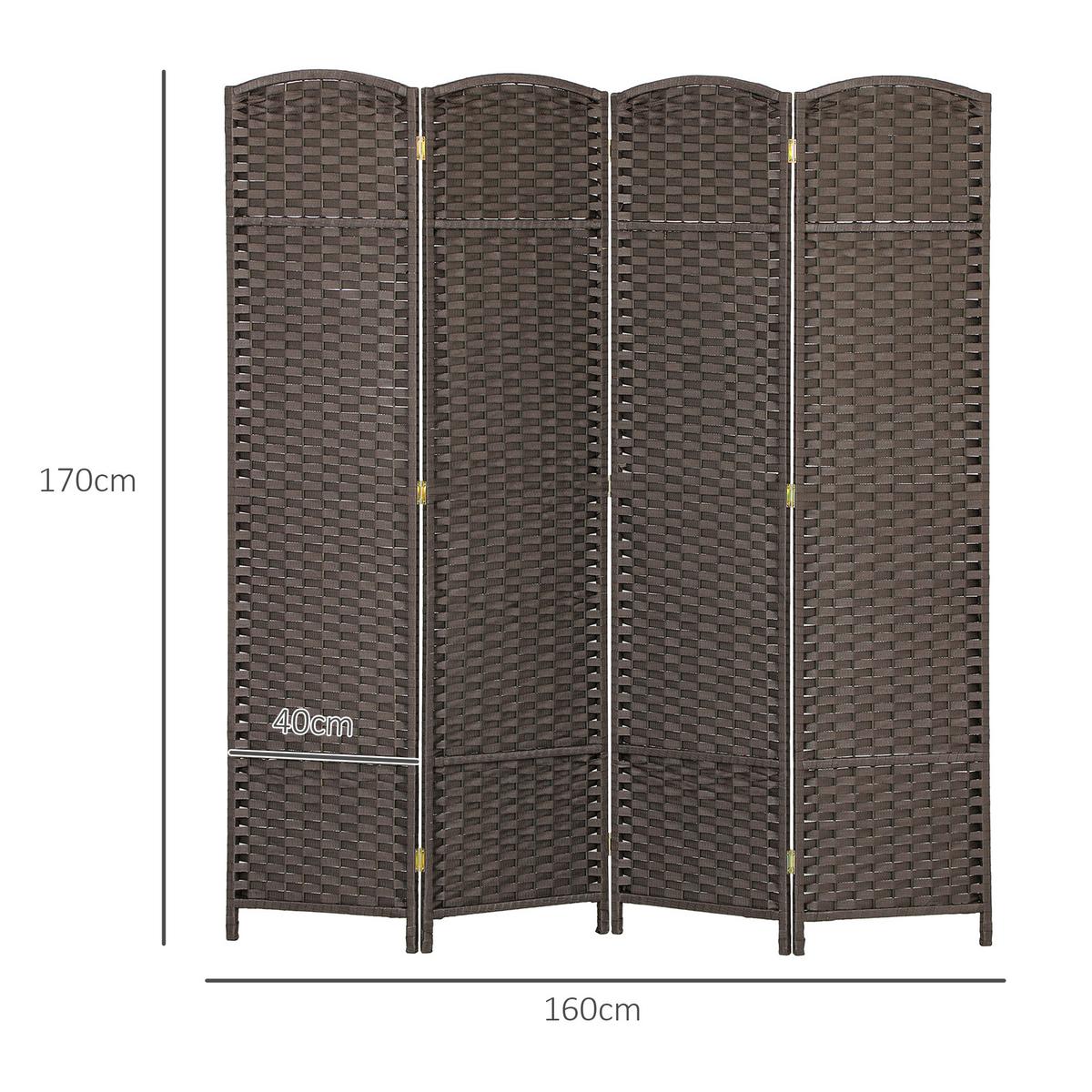 PARAVENT 4-teilig 160 x 170 cm Trennwand aus Kiefernholz Braun - Braun, Holz (1.6/170/160cm) - HOMCOM