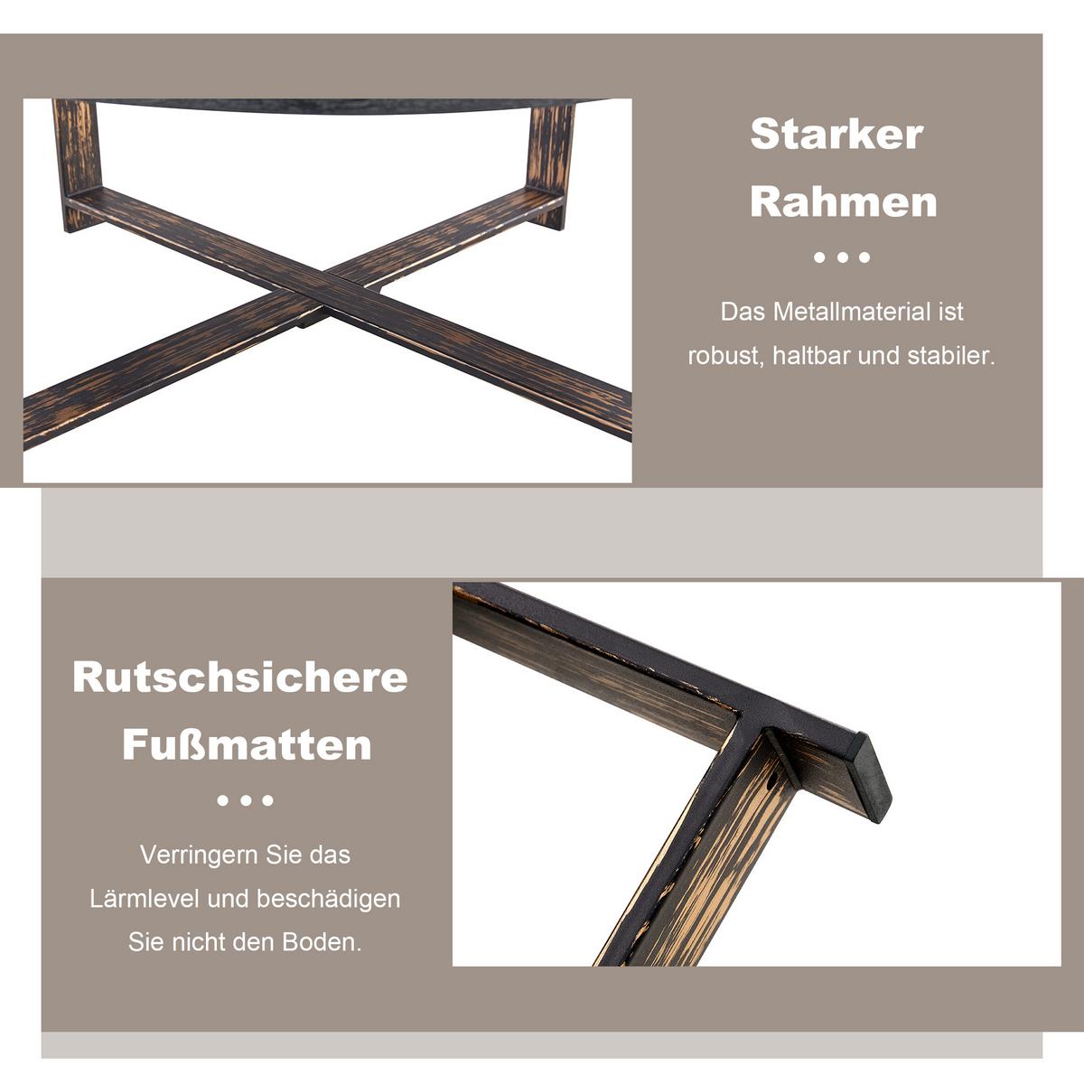 COUCHTISCH holzoptik schwarz kreuzgestell stabil - Schwarz, Holzwerkstoff (68/68/39cm) - Urban Meuble