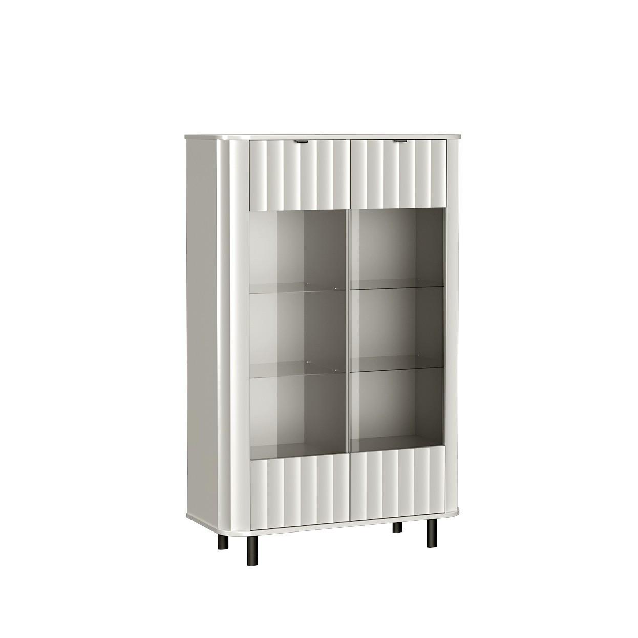 VITRINE MODERNO 200 / 98,3 cm in Weiß - Weiß, Holzwerkstoff (98.3/200/40.5cm) - MASSENO