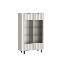 VITRINE MODERNO 200 / 98,3 cm in Weiß - Weiß, Holzwerkstoff (98.3/200/40.5cm) - MASSENO