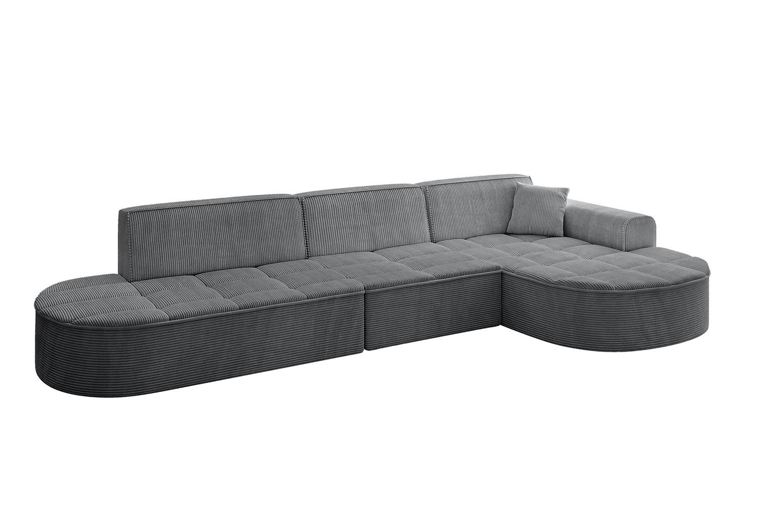 ECKSOFA Ottomane Rechts TARO-L2 - 328x171x79,5 cm Dunkelgrau - Dunkelgrau, Holzwerkstoff/Textil (328/171cm) - ALTDECOR