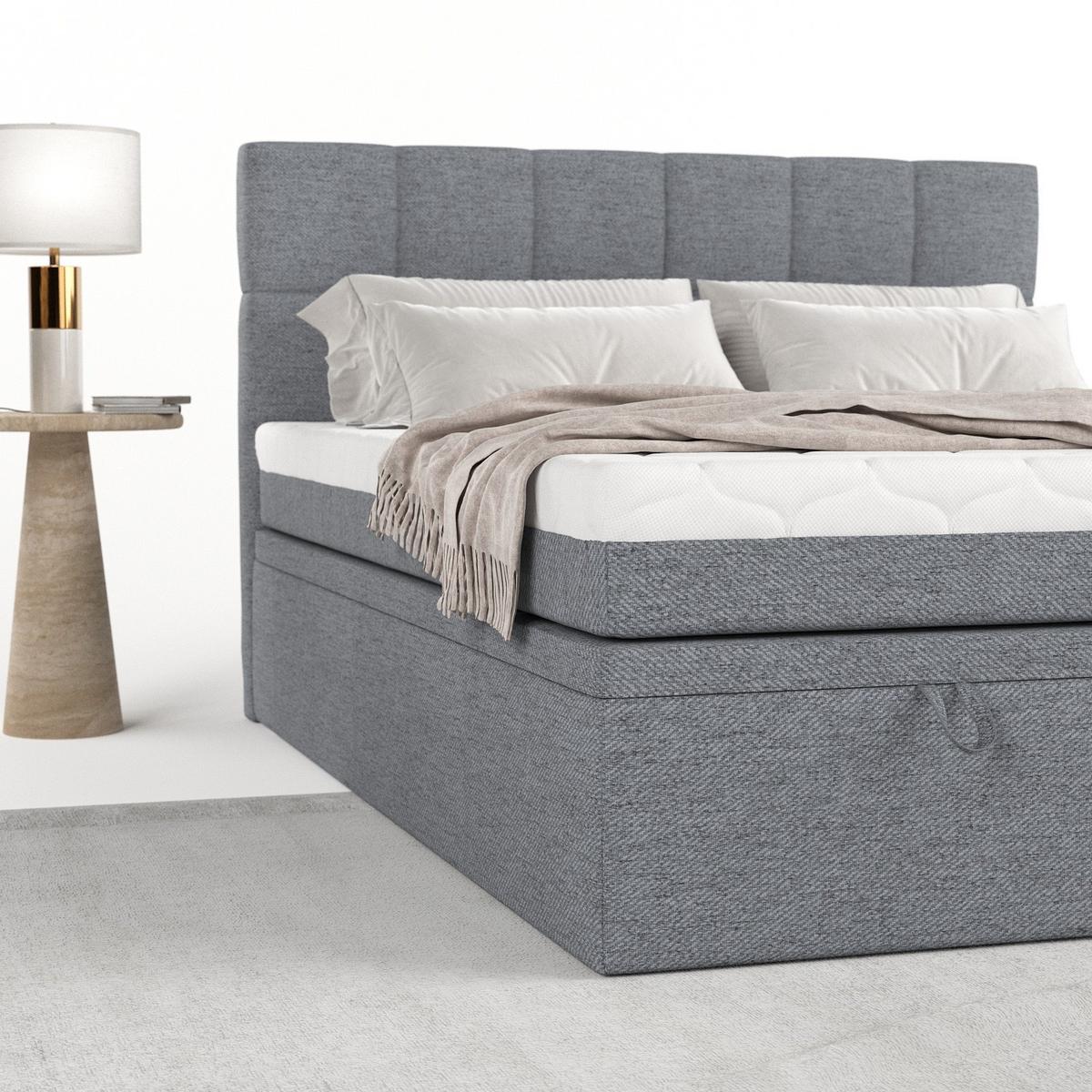 BOXBETT Elano 200/200 cm Grau im Neve Stoff - Schwarz/Grau, Holz/Holzwerkstoff (200/200cm) - AltaBeds