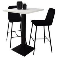 TRESENTISCH Elene 70x70x106 schwarz matt/weiß matt lack - Weiß, Metall (70/70/106cm) - 58aufmkessel