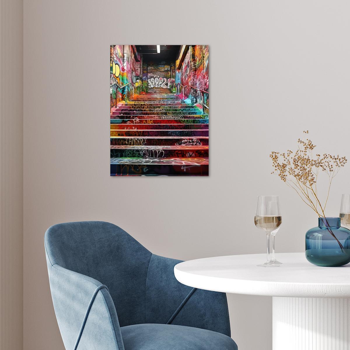 POSTER Treppe - Graffiti - Farben - Kunst Wandbilder 30x40 cm - Multicolor, Papier (30/40/0.1cm) - MuchoWow