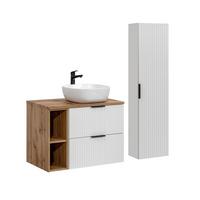 BADMÖBEL 80.6cm Adriel 2er-Set Weiß - Weiß, Holzwerkstoff (80.6/59/46cm) - Petits-meubles