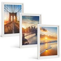 BILDER SET 3er Set - 40x60 cm Weißer Rahmen - Brücken, Sonnenuntergänge, Stadt - Weiß, Kunststoff (40/60cm) - TULUP