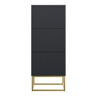 SCHUHSCHRANK Veldio mit 3 Klappen Schwarz mit goldenem Metallgestell 50 cm - Goldfarben/Schwarz, Holzwerkstoff/Metall (50/125/30cm) - Selsey