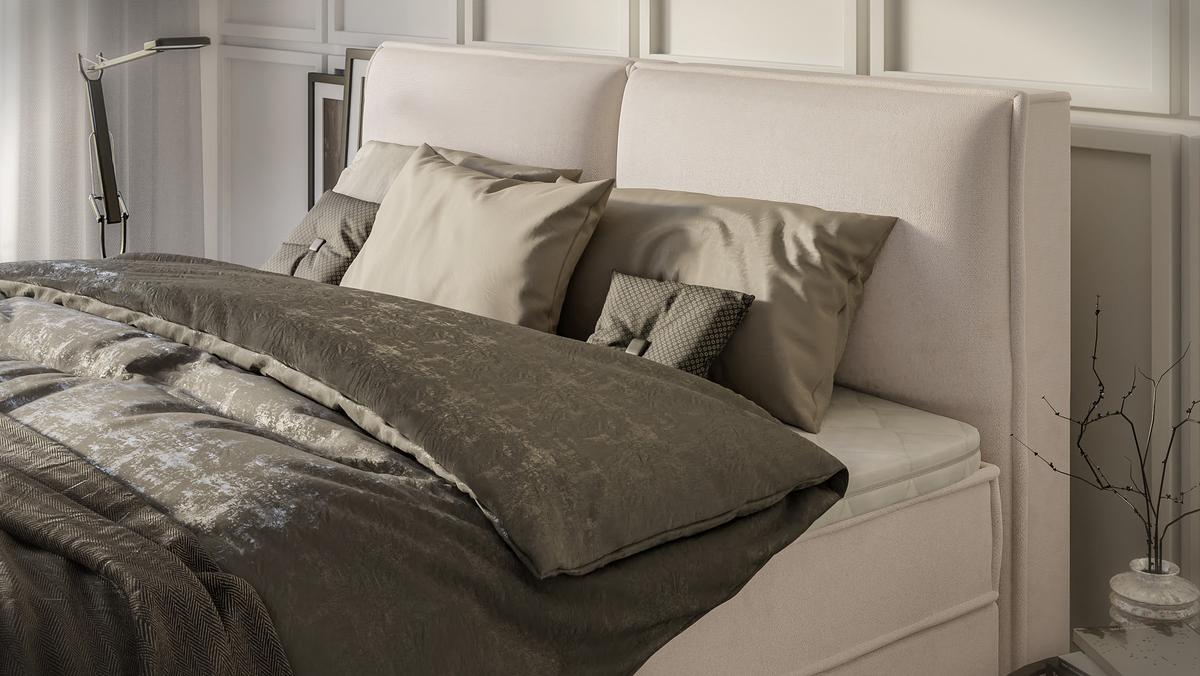 BOXBETT Eclipse 180/200 cm Beige Luxusmicrofaser - Beige/Schwarz, Holz/Kunststoff (180/200cm) - S-Style Möbel