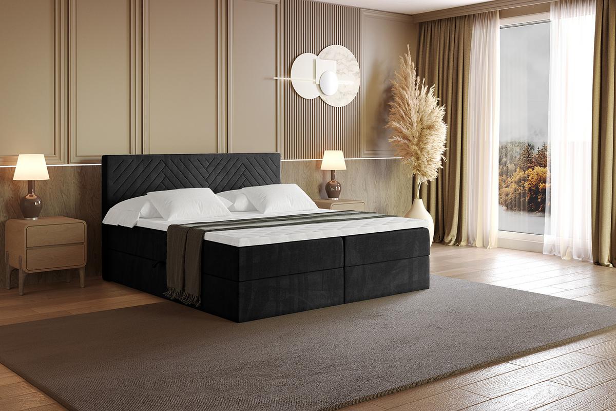 BOXBETT mit Matratze H3 und Lattenrost - VEXA - 180x200 - Schwarz Casablanca - Schwarz, Holzwerkstoff/Kunststoff (180/200cm) - ALTDECOR