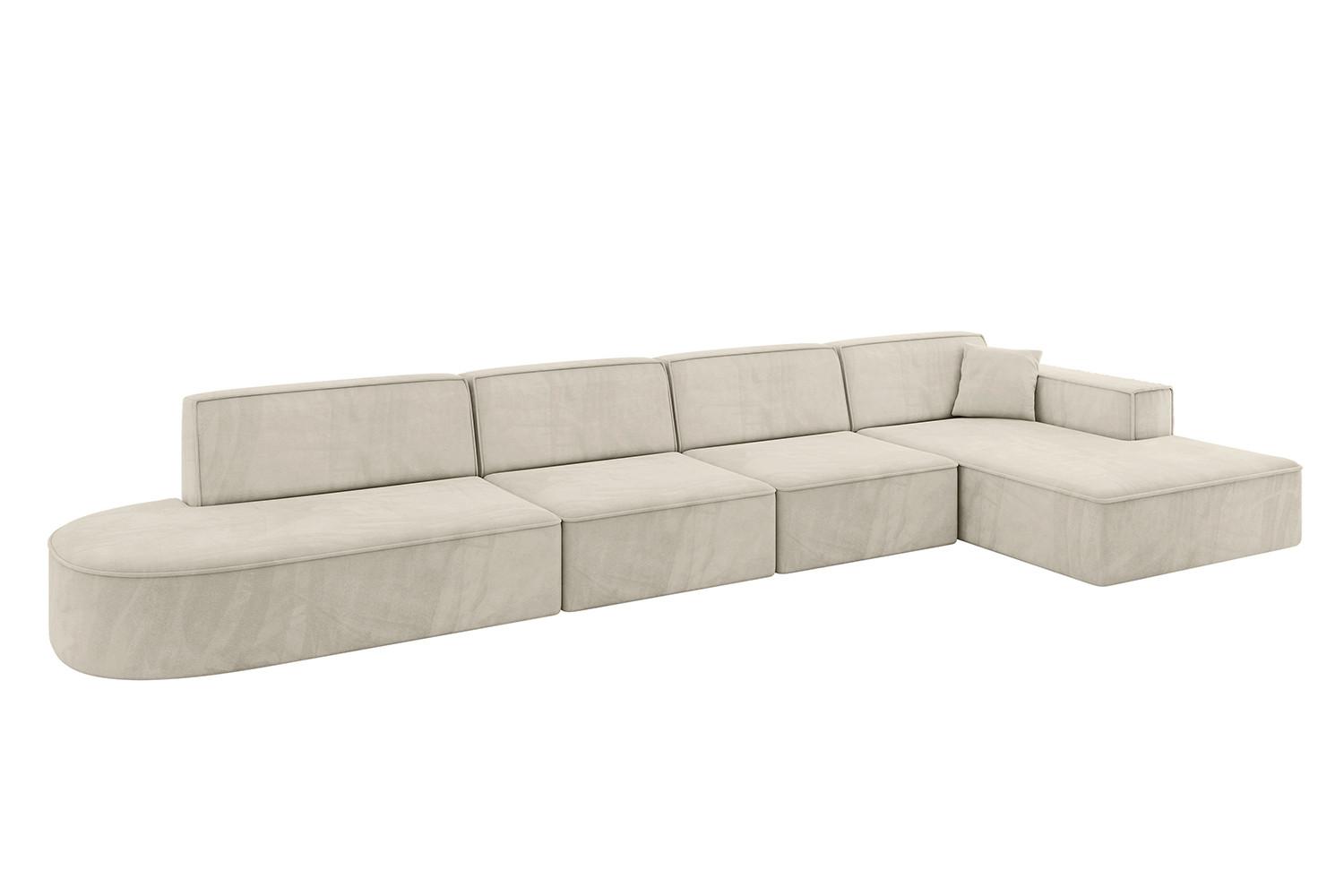 ECKSOFA Ottomane Rechts IREA-L3-v4 - 413x171x79 cm Dunkelgrau - Ecru, Holzwerkstoff/Textil (171/413cm) - ALTDECOR