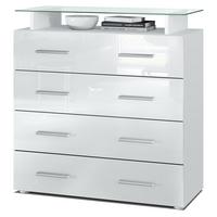 KOMMODE Pavos Weiß Hochglanz - Weiß Hochglanz, Holzwerkstoff (76/81/35cm) - Vladon