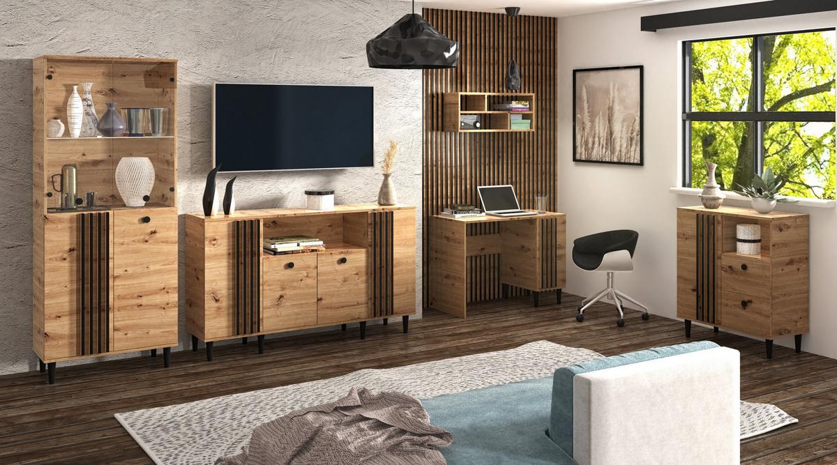 KOMMODE ARTIANO 160/92,5/40cm mit 4 Türen Eiche Artisan - Eiche Artisan, Holzwerkstoff (160/92.5/40cm) - MASSENO