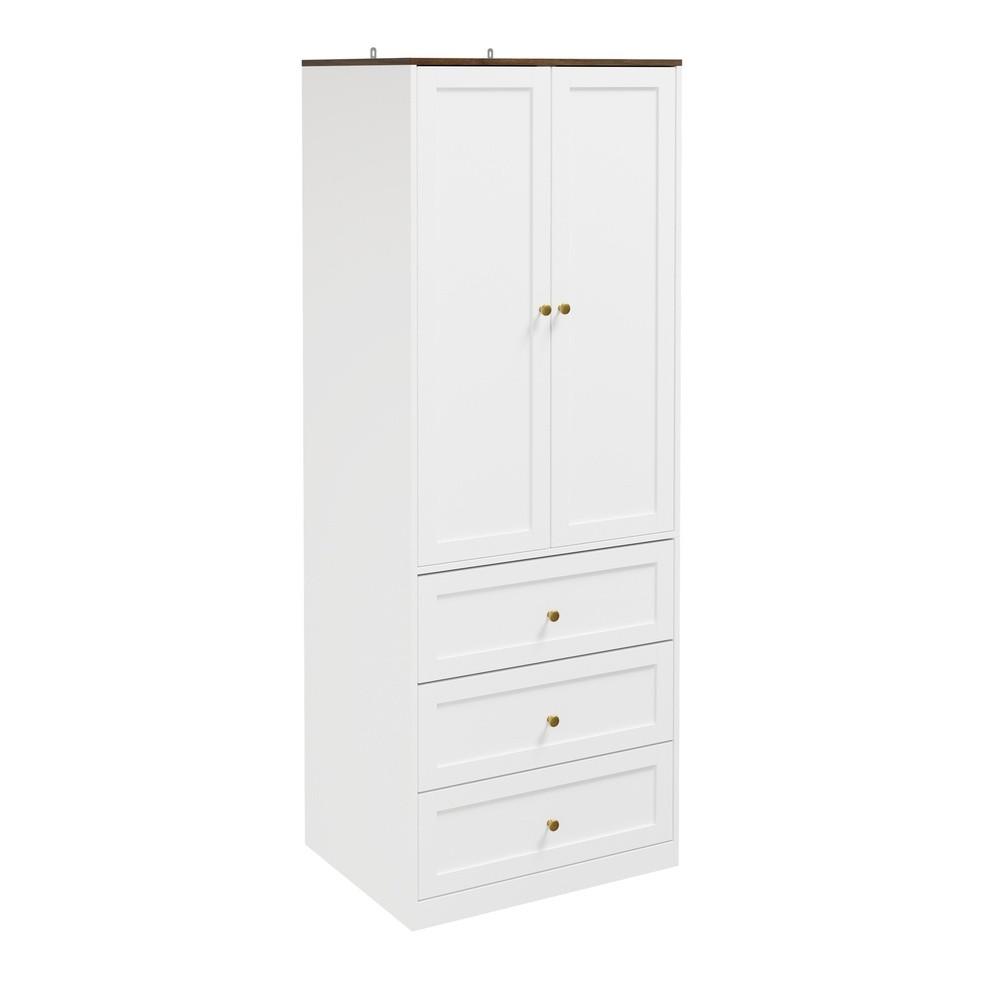 KLEIDERSCHRANK mit 2 Türen, 3 Schubladen und Kleiderstange Weiß 70x55x187cm - Ahornfarben, Fell (70/187/55cm) - SoBuy
