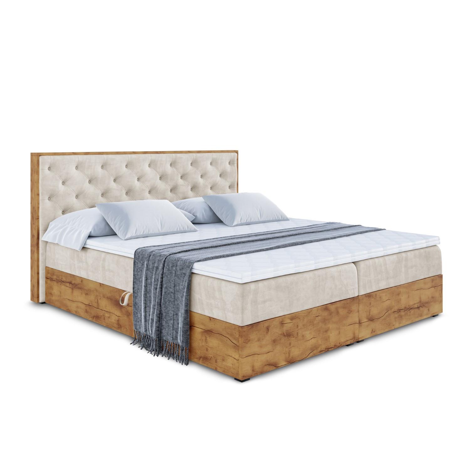 BOXBETT mit Matratze H4 und Lattenrost - LOLLI3 - 140x200 - Beige - Champagner, Holzwerkstoff/Kunststoff (140/200cm) - ALTDECOR
