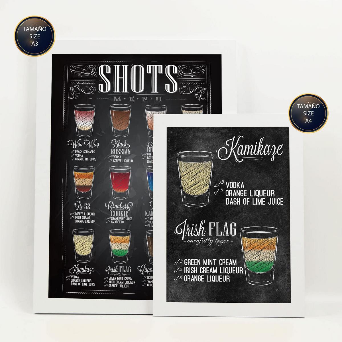 POSTER Set Mit 6 Schüsse Vollfarbige Illustrationen Von Kaffee & Getränken Im Werbetafel Illustrationen Für & Heim A3 & A4 Weißer Rahmen - Weiß, Papier (29/3cm) - Nacnic