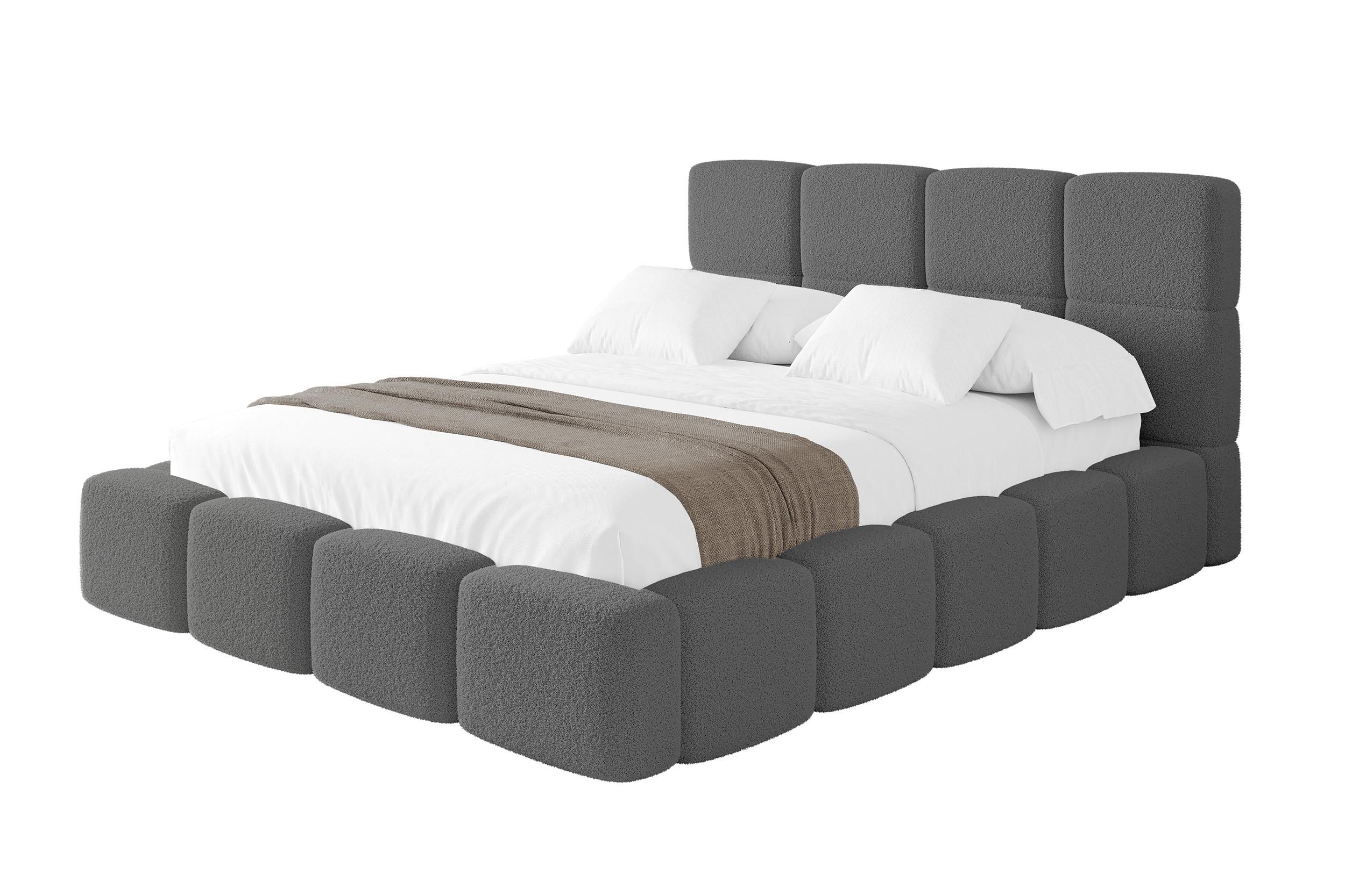 POLSTERBETT mit Bettkasten und Lattenrost mit Kopfteil, Boxbett ohne Matratze, mit Stauraum - NATA 140x200 Grau - Grau, Holzwerkstoff/Textil (140/200cm) - ALTDECOR