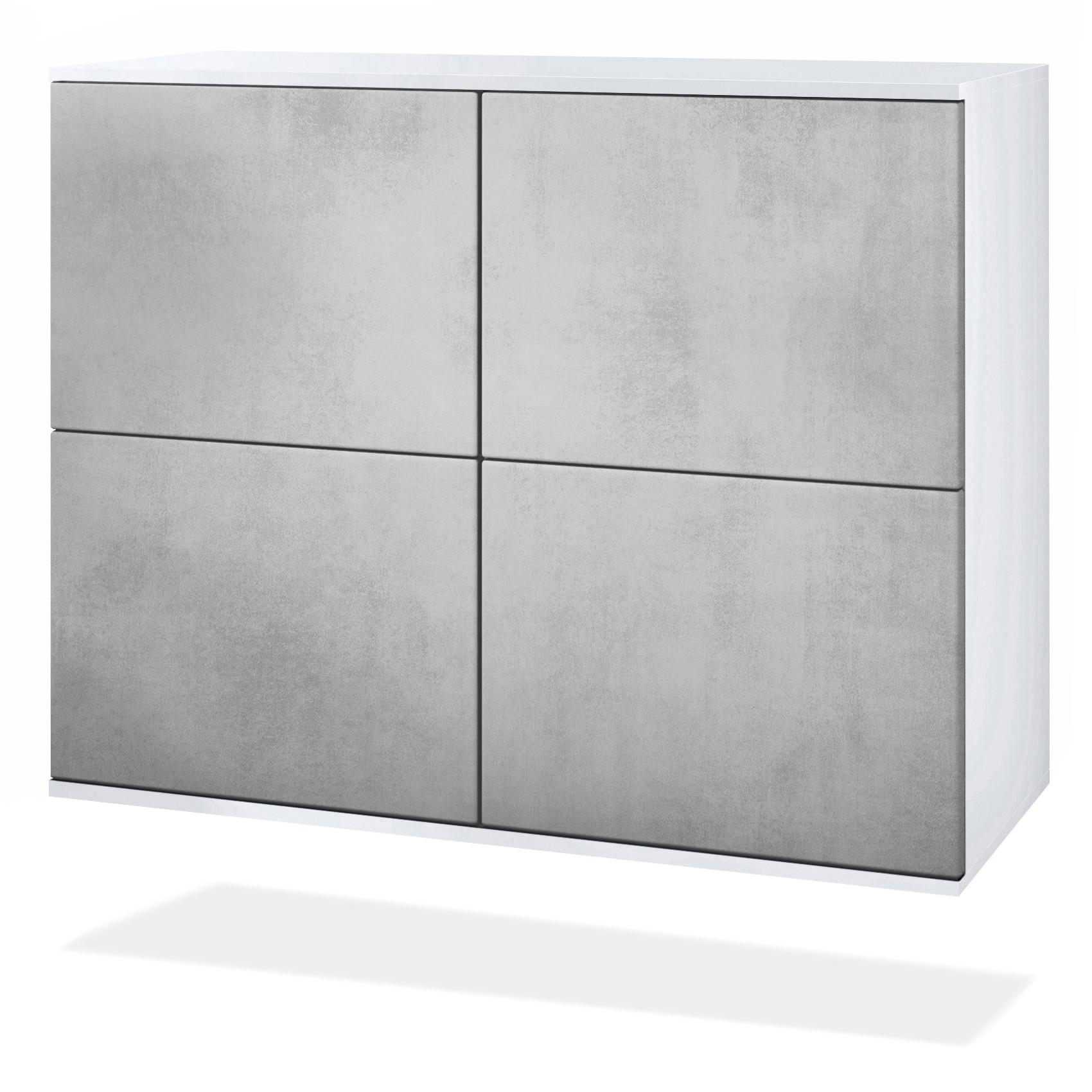 KOMMODE Rova Beton Oxid Optik - Hellgrau, Holzwerkstoff (92.5/73.5/35cm) - Vladon