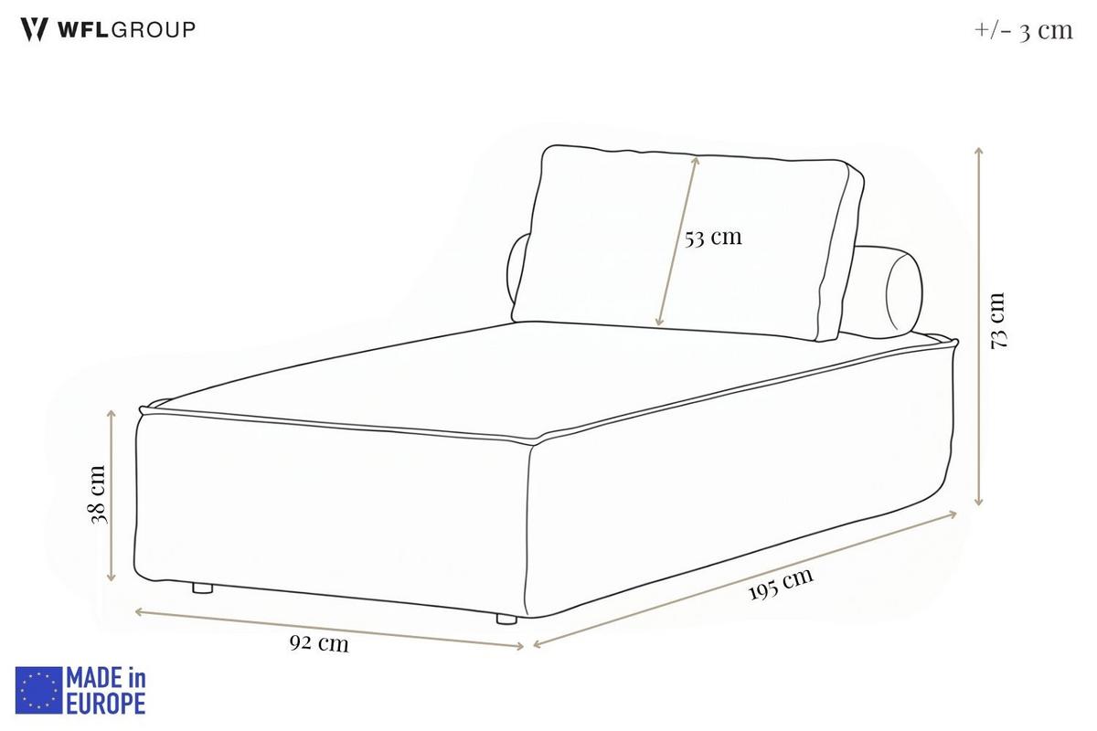 GARTENLIEGE Lorento Outdoor Polster-Relaxliege, Hellgrau Kunstleder 92/73/195 cm - Hellgrau, Textil (92/73/195cm) - WFL GROUP