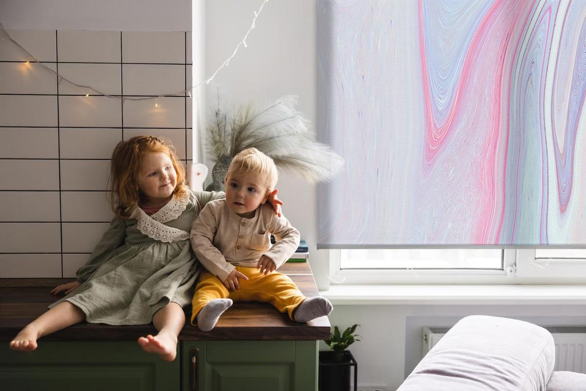 INNENROLLO - Fensterrollo - Rollo - 100x140 cm - Bunter Farbfleck - Violett, Kunststoff (100/140/0.5cm) - TULUP
