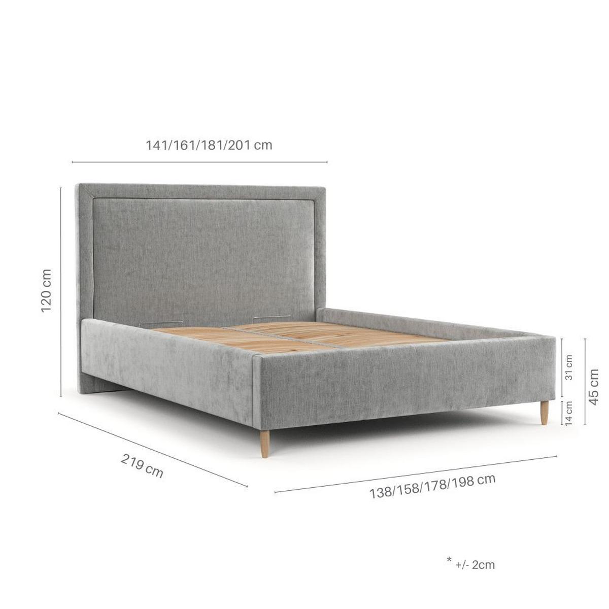 POLSTERBETT Vega 140/200 cm Grau im Neve Stoff - Naturfarben/Grau, Holz/Holzwerkstoff (140/200cm) - AltaBeds