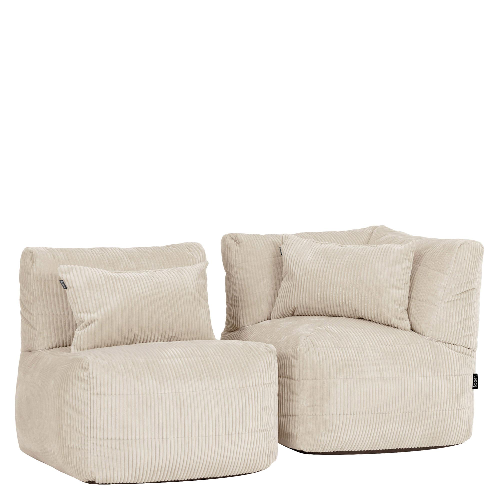 SITZSACK-SOFA 2-tlg. modular cord Noa - Beige, Textil (143/70/78cm) - icon