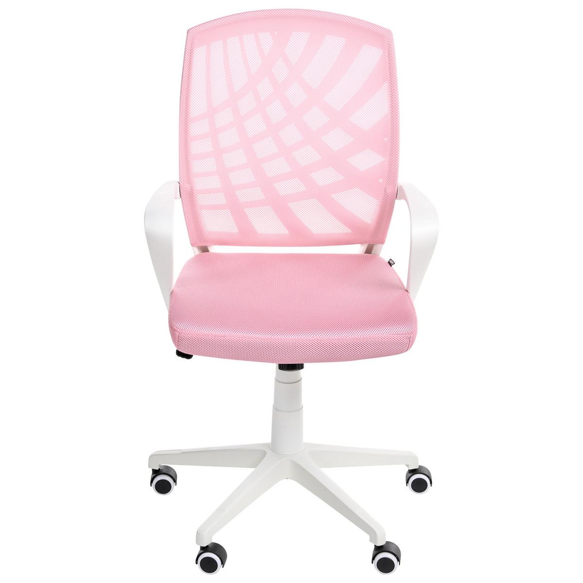 BÜROSTUHL Rosa Bonny - Pink/Weiß, Textil (66/97/66cm) - Beliani